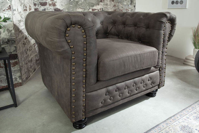 Fotel Chesterfield szary / 40519  / INVICTA INTERIOR