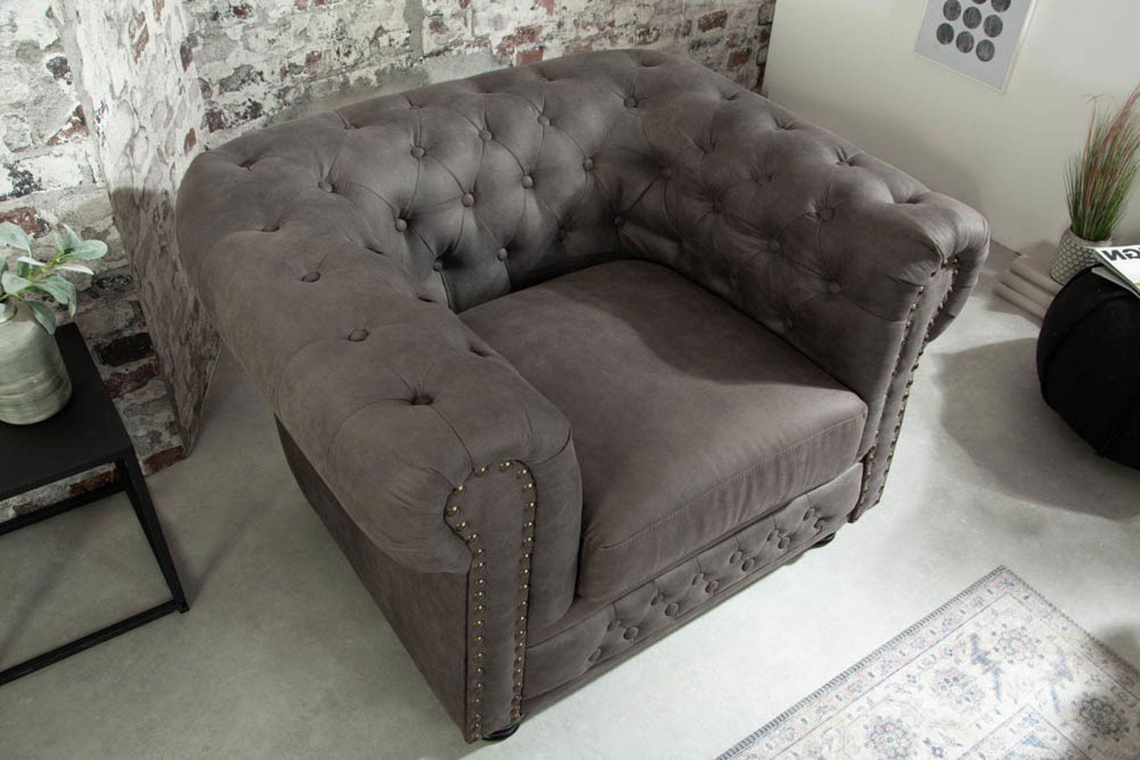 Fotel Chesterfield szary / 40519  / INVICTA INTERIOR