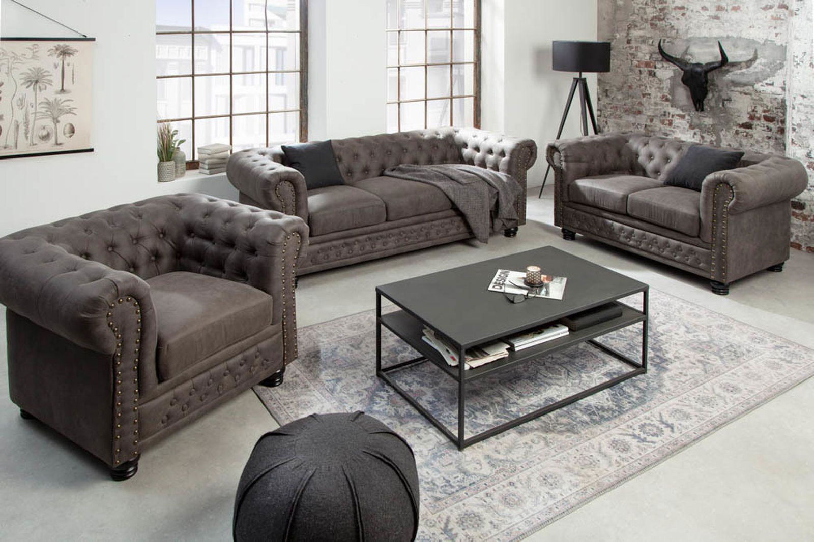 Fotel Chesterfield szary / 40519  / INVICTA INTERIOR