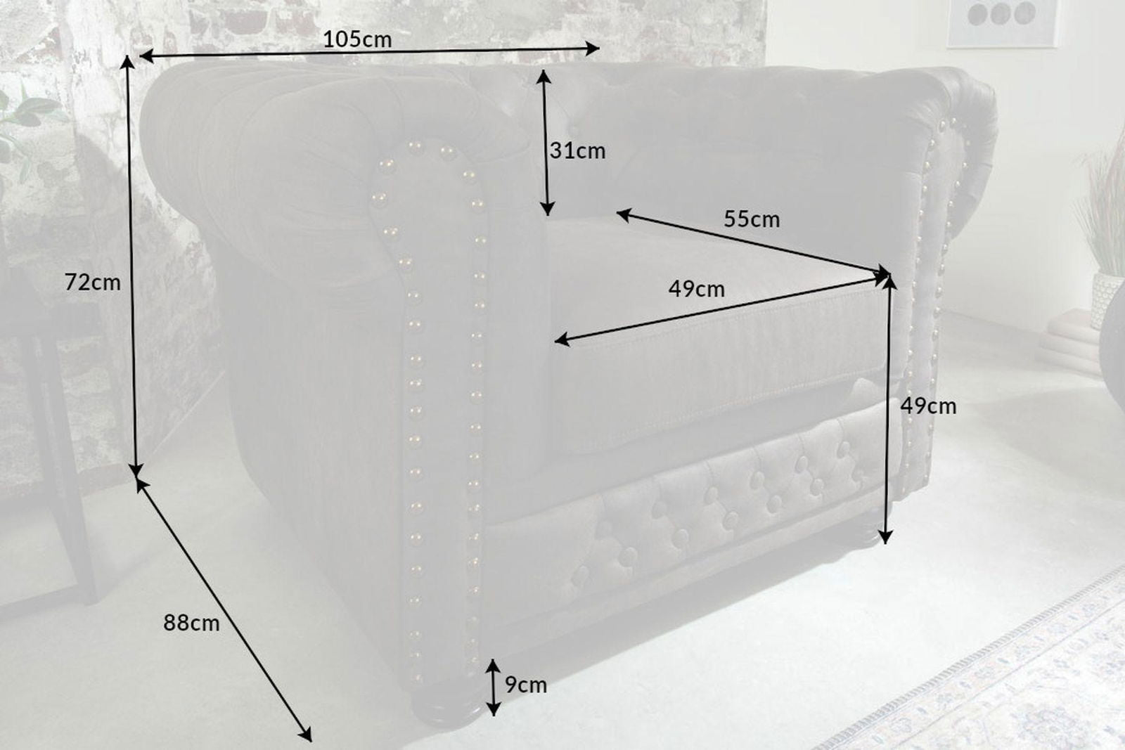 Fotel Chesterfield szary / 40519  / INVICTA INTERIOR