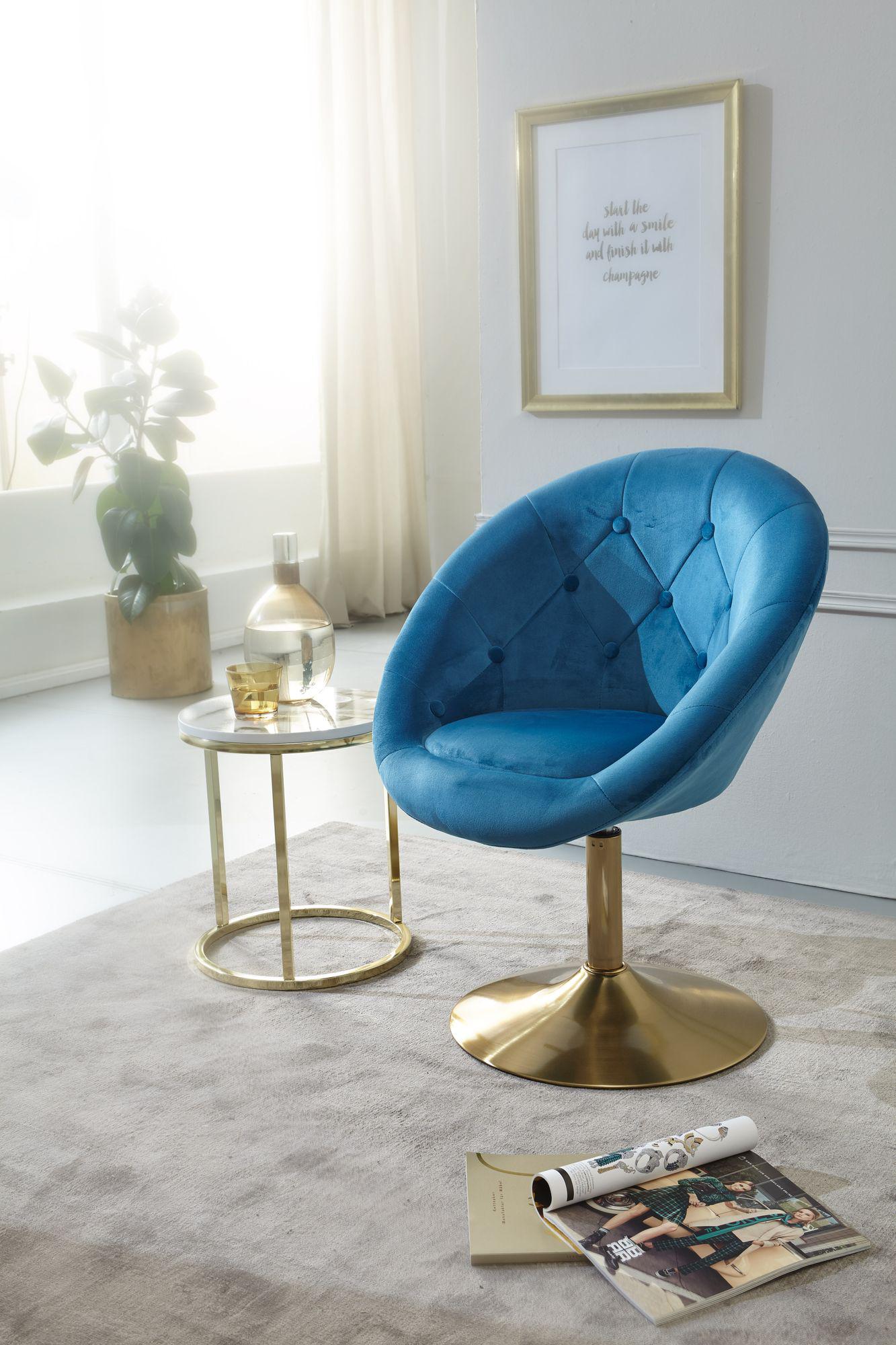 Fotel wypoczynkowy obrotowy Club Chair Velvet niebieski Wohnling / WL6.301