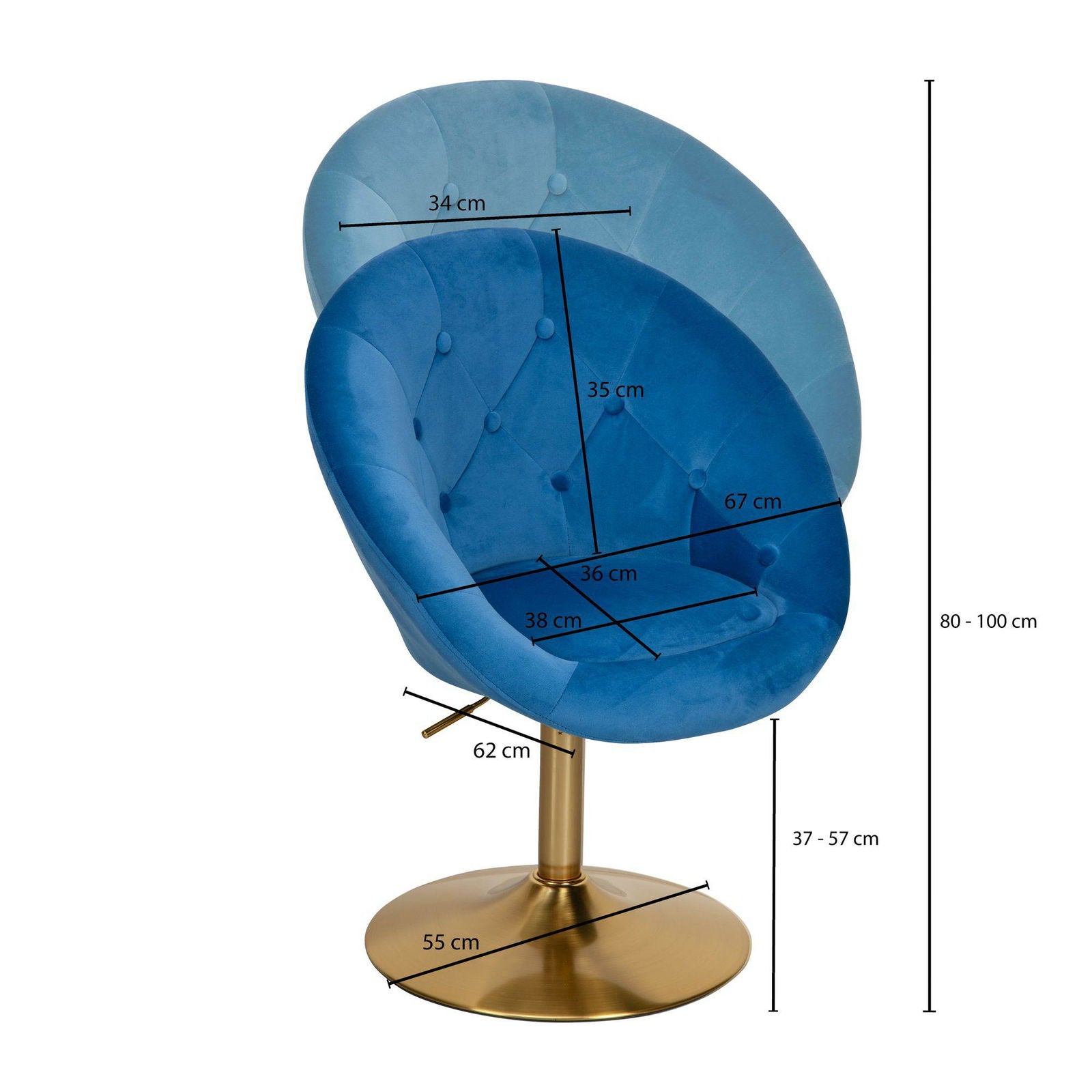Fotel wypoczynkowy obrotowy Club Chair Velvet niebieski Wohnling / WL6.301