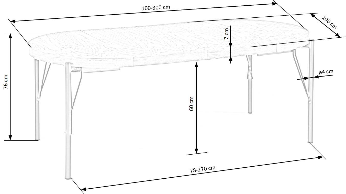 INFERNO stół rozkładany dąb naturalny 100 (300) cm / HAL