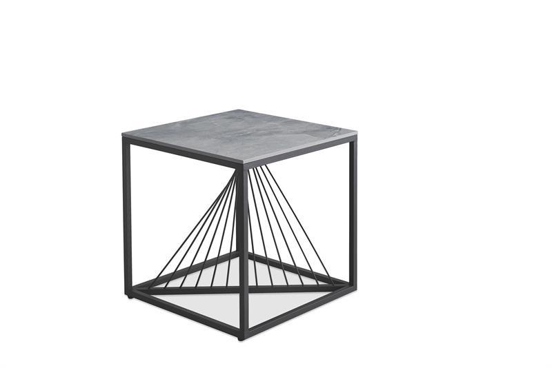 INFINITY 2 stolik z blatem KWADRAT popielaty marmur + czarna podstawa / HAL
