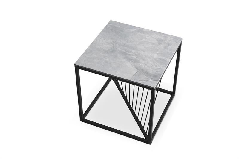 INFINITY 2 stolik z blatem KWADRAT popielaty marmur + czarna podstawa / HAL