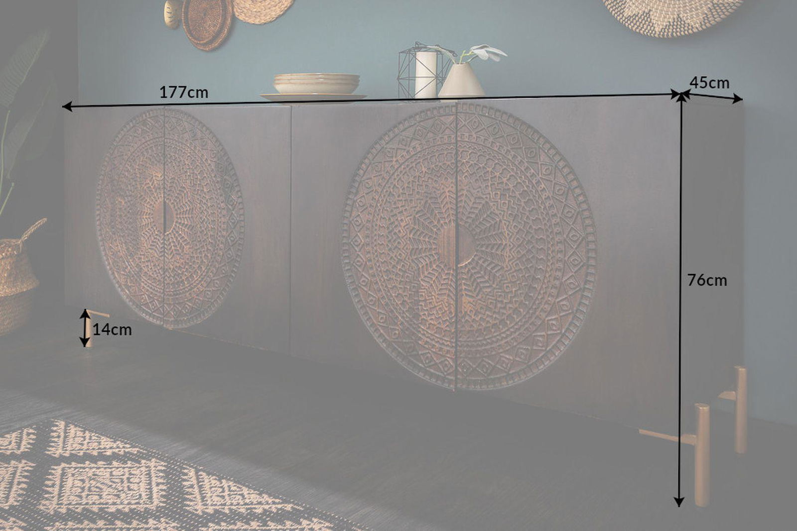 KOMODA MANDALA 160 CM MANGO 41121  / INVICTA INTERIOR
