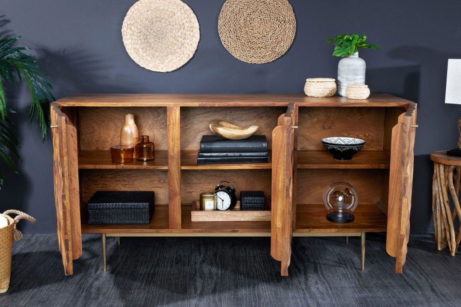 KOMODA STONE FINISH  SHEESHAM 145 CM / 43449 / INVICTA INTERIOR