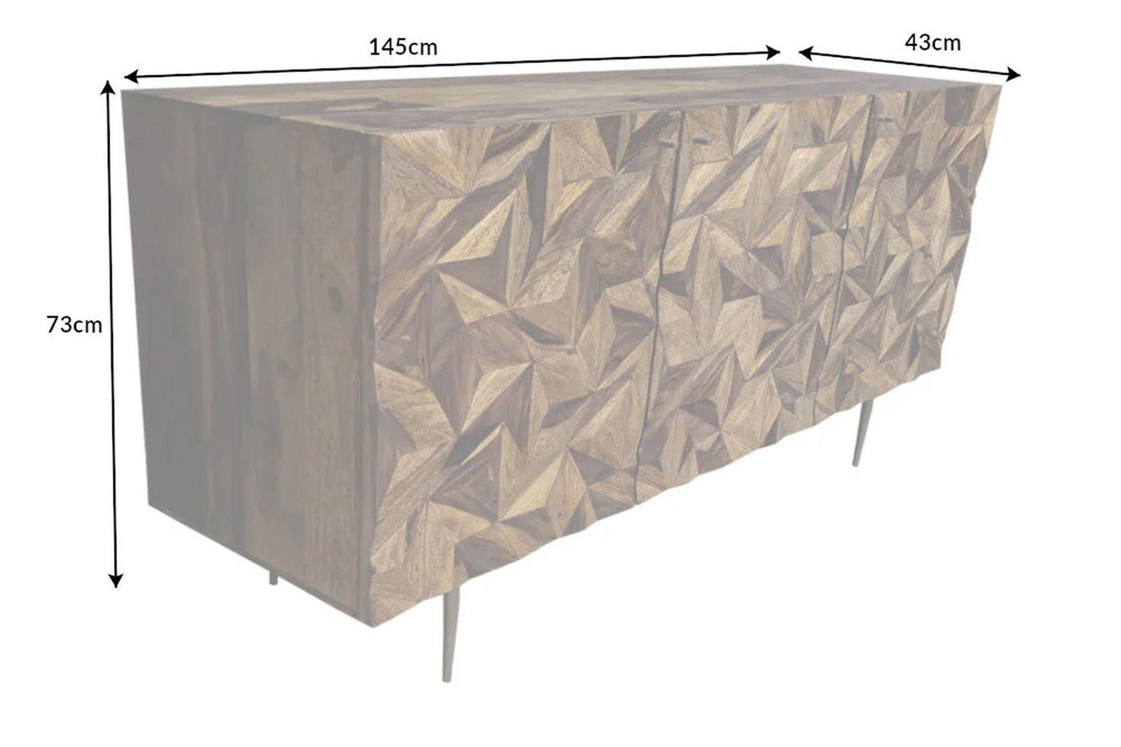 KOMODA STONE FINISH  SHEESHAM 145 CM / 43449 / INVICTA INTERIOR
