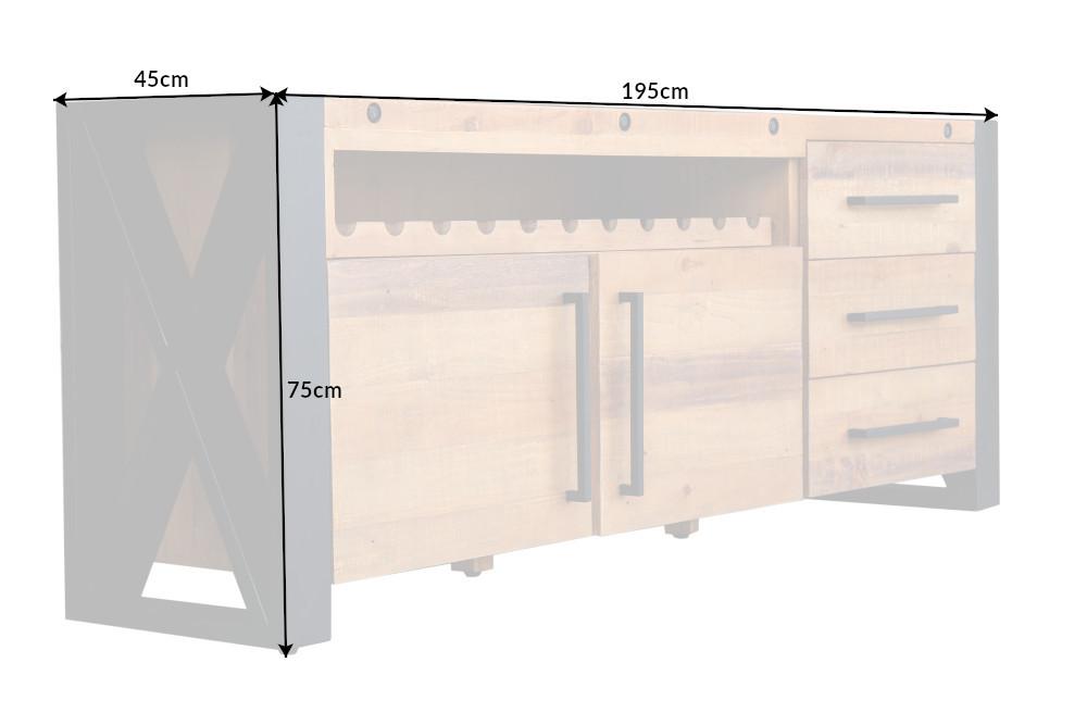 KOMODA THOR 195 CM NATURALNA SOSNA / 40683  / INVICTA INTERIOR