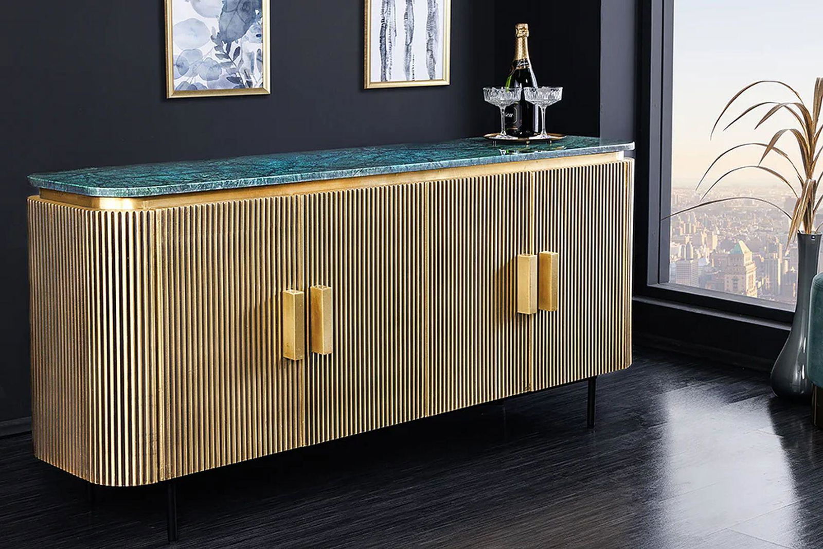 KOMODA VENEZIANO ZIELONY MARMUR 160 CM / 43350 /INVICTA INTEIOR