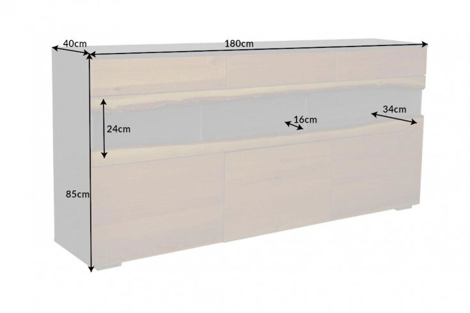 KOMODA WILD OAK 180 CM BIAŁA / DĄB NATURALNY 40063   / INVICTA INTERIOR