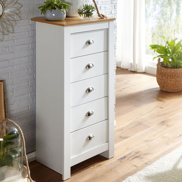 KOMODA WOHNLING BIAŁA WĄSKA 5 SZUFLADY  / WL6.379