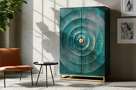 KOMODA WYSOKA BAREK SUNSET MANGO TURKUSOWA 95 CM / 48526 | Meblowy Sklep Internetowy Inventio