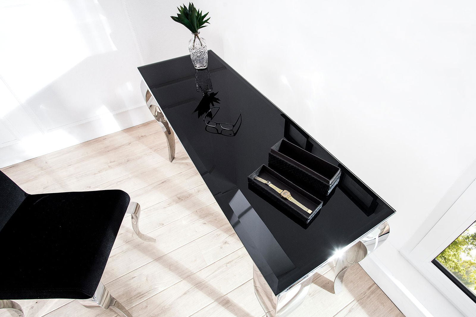 KONSOLA MODERN SILVER BLACK /36545   / INVICTA INTERIOR