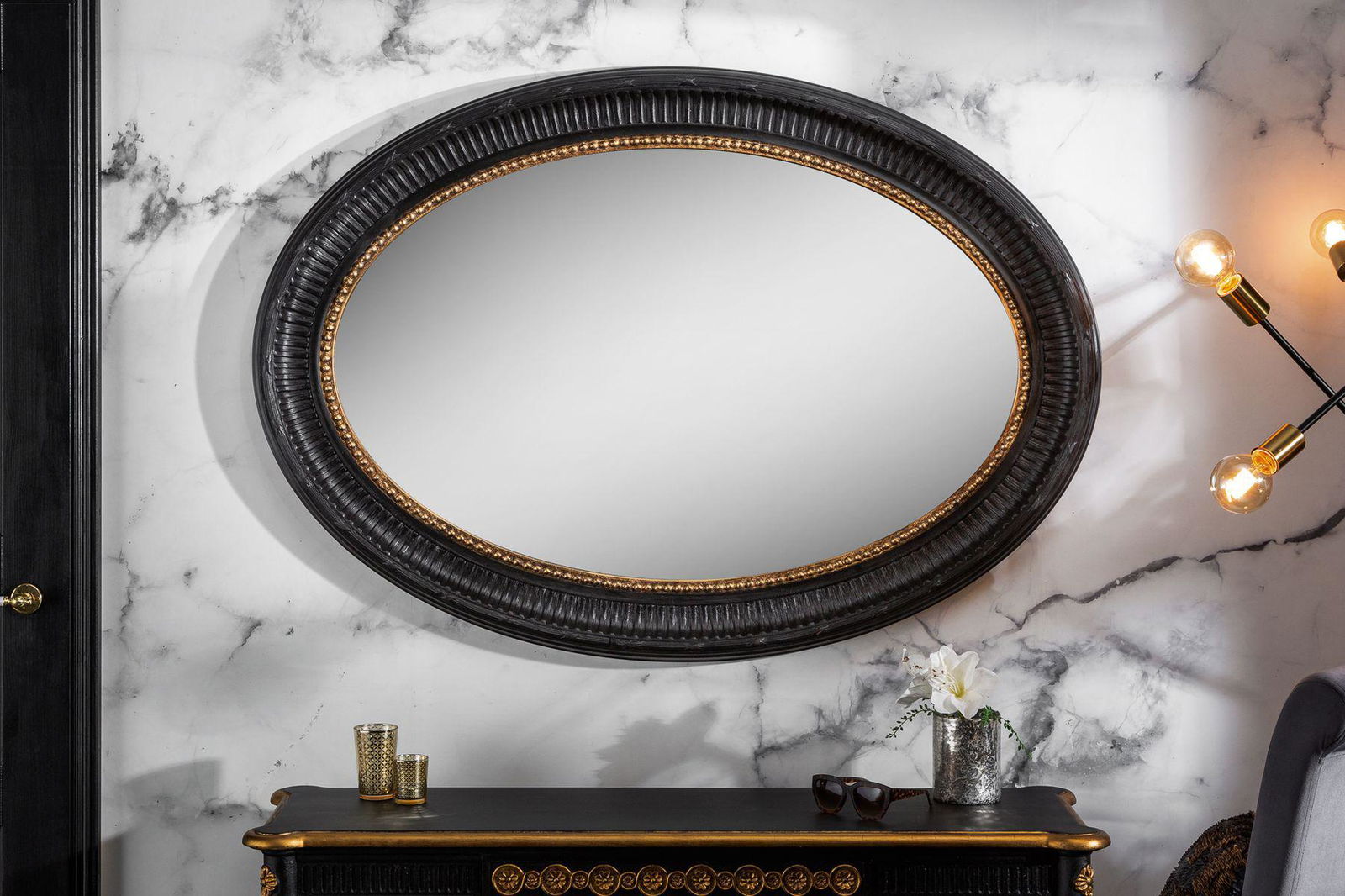 KONSOLA VENICE 125 CM CZARNE ZŁOTO / 40554  / INVICTA INTERIOR