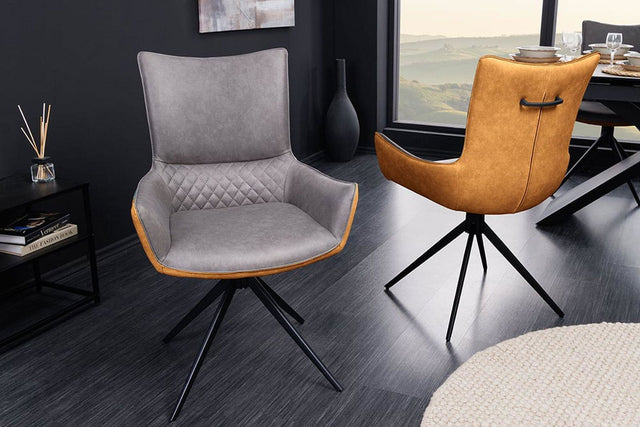 KRZESŁO ALPINE OBROTOWE SZARO BRĄZOWE MIKROFIBRA / 43718 / INVICTA INTERIOR