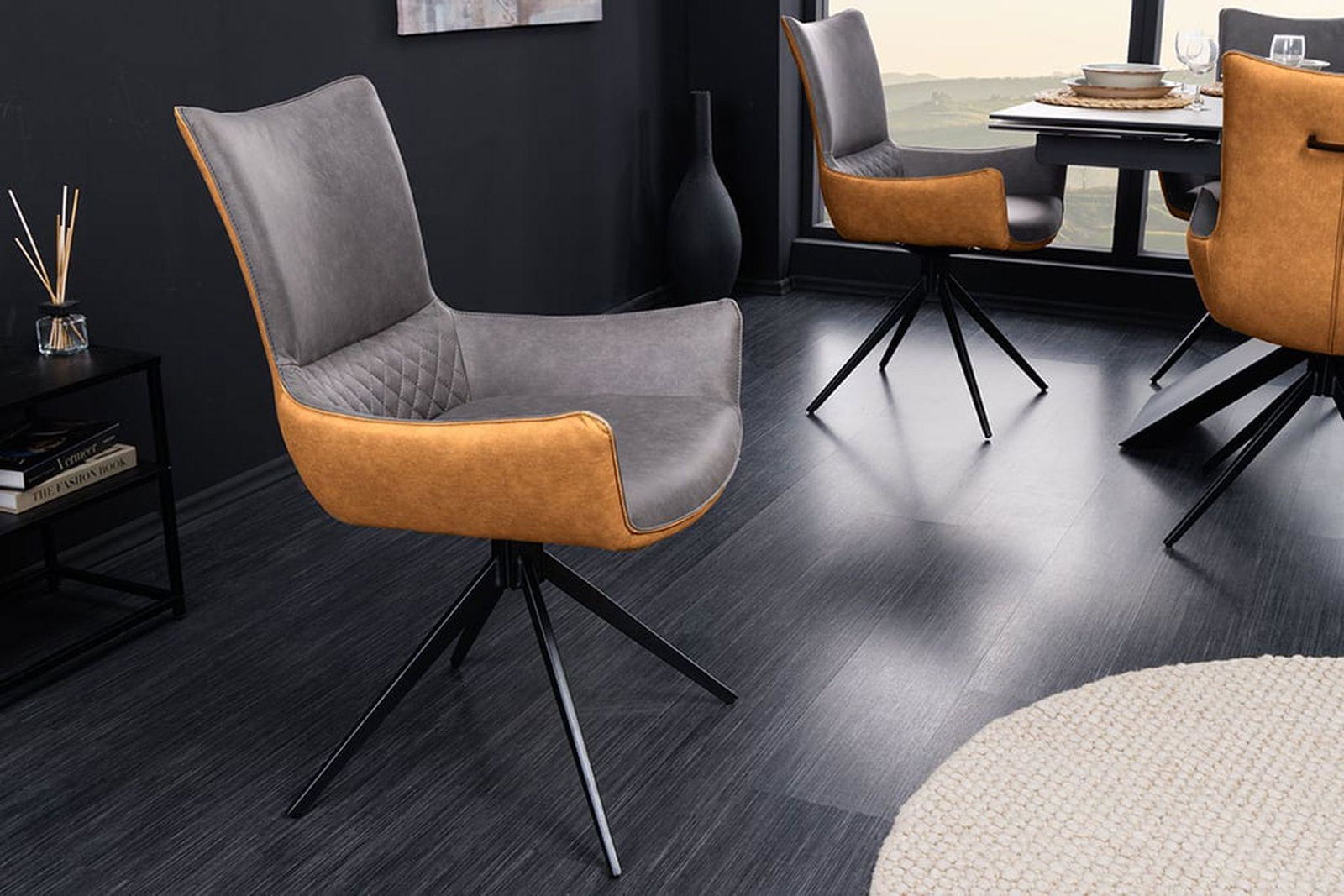 KRZESŁO ALPINE OBROTOWE SZARO BRĄZOWE MIKROFIBRA / 43718 / INVICTA INTERIOR