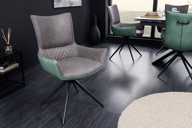 KRZESŁO ALPINE OBROTOWE SZARO ZIELONE MIKROFIBRA / 43719 / INVICTA INTERIOR