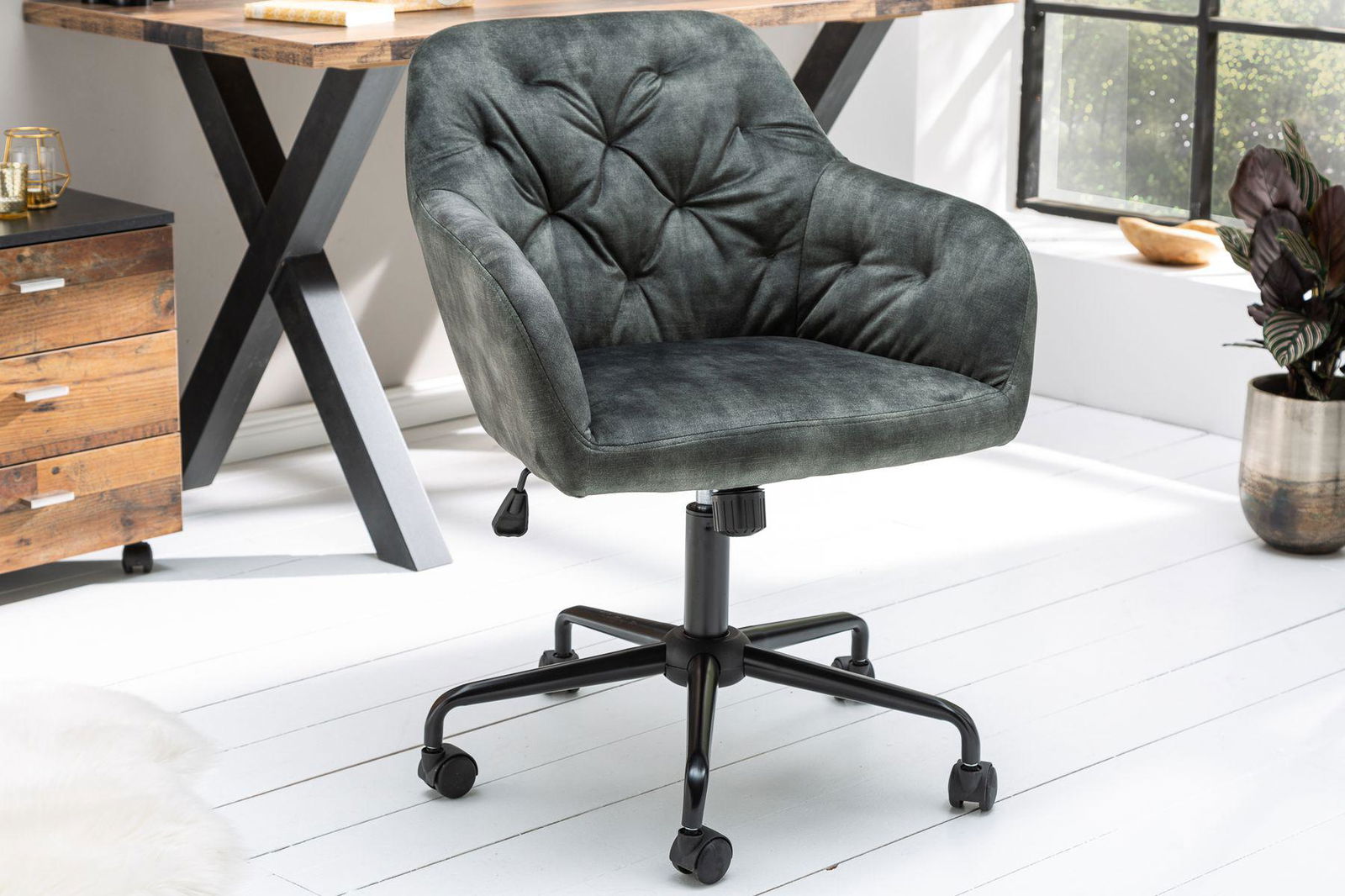 KRZESŁO DUTCH KOMFORT SZARY AKSAMIT / 40304 / INVICTA INTERIOR