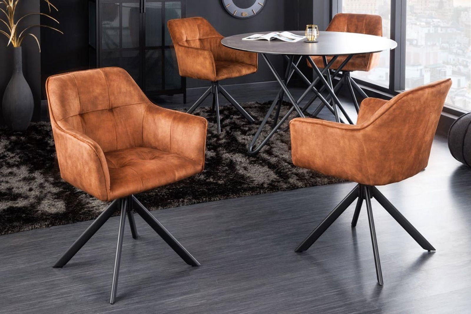 KRZESŁO LOFT OBROTOWE BRĄZOWE / 42394 / INVICTA INTERIOR