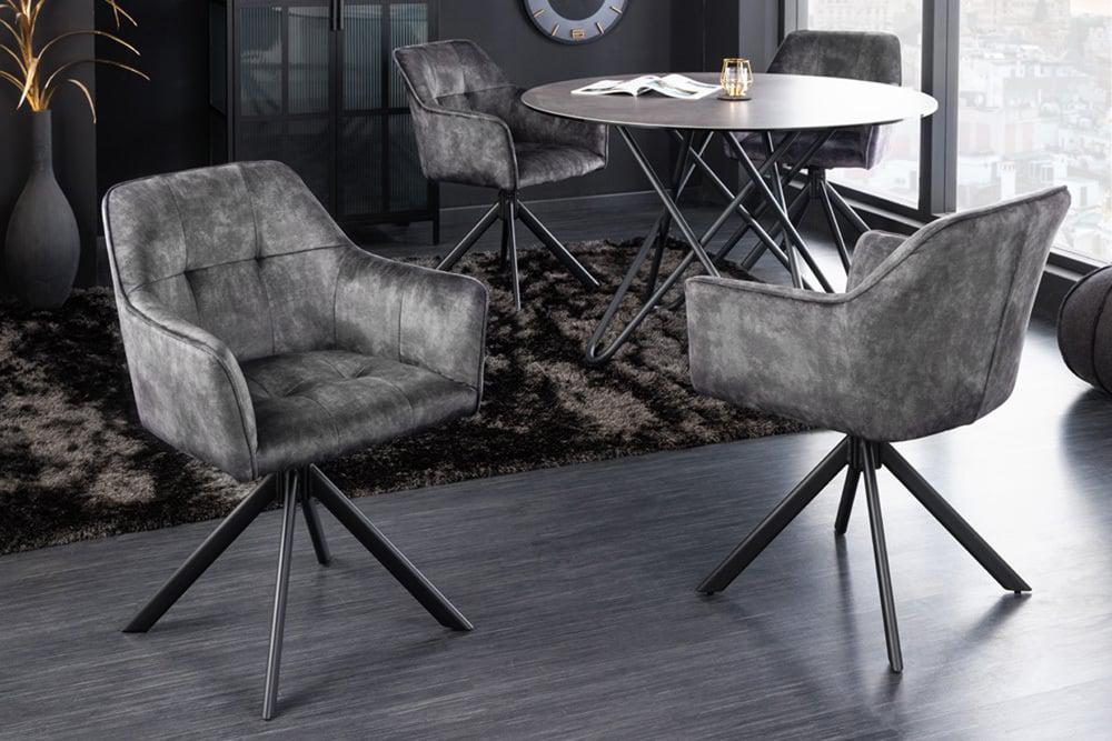 KRZESŁO LOFT OBROTOWE SZARE / 42390 / INVICTA INTERIOR