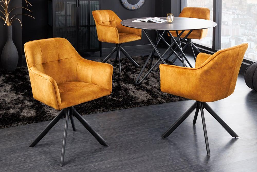 KRZESŁO LOFT OBROTOWE ŻÓŁTE / 42392 / INVICTA INTERIOR