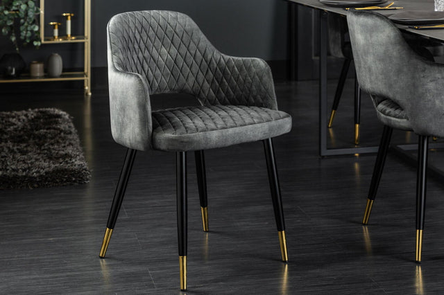 KRZESŁO PARIS AKSAMIT SZARO ZIELONE / 40574 / INVICTA INTERIOR