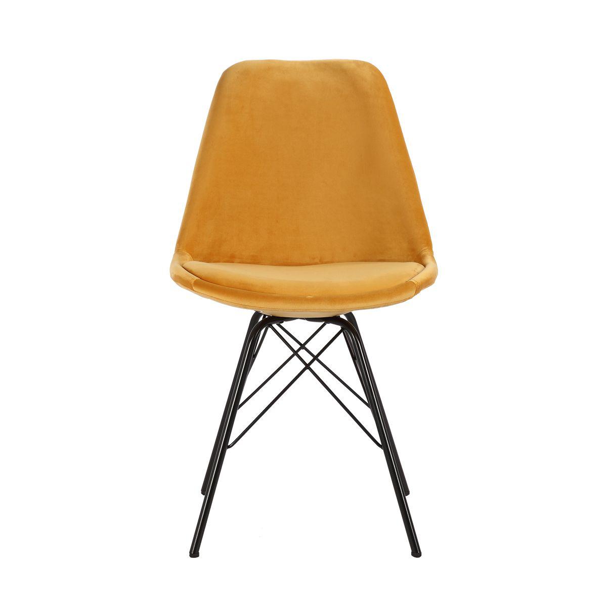 KRZESŁO SCANDINAVIA retro żółty aksamit / 40026 / INVICTA INTERIOR