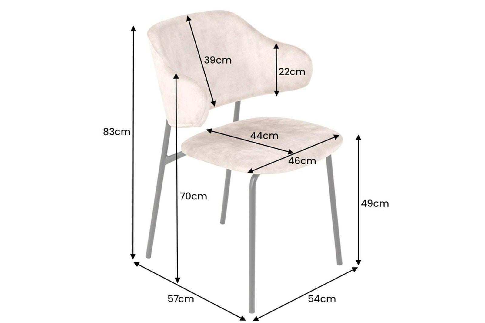 KRZESŁO TAPICEROWANE BEŻOWY AKSAMIT / 43152 / INVICTA INTERIOR / INVICTA INTERIOR