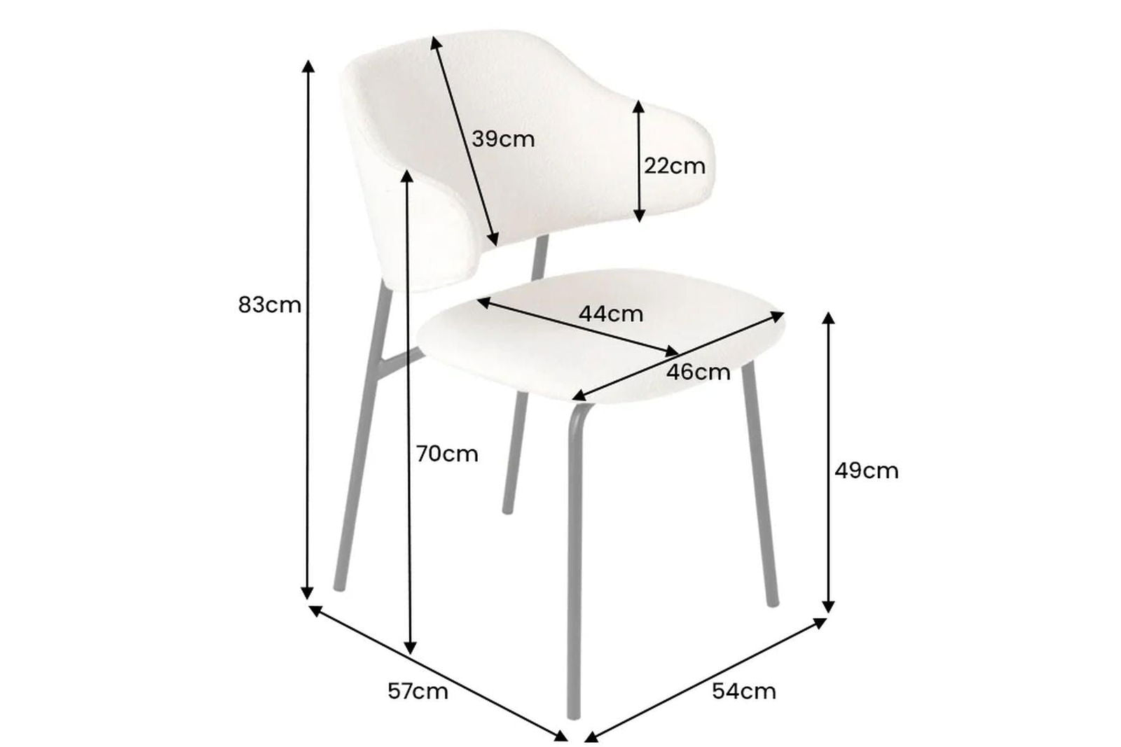 KRZESŁO TAPICEROWANE BIAŁE / CZARNE NOGI /  43147 / INVICTA INTERIOR