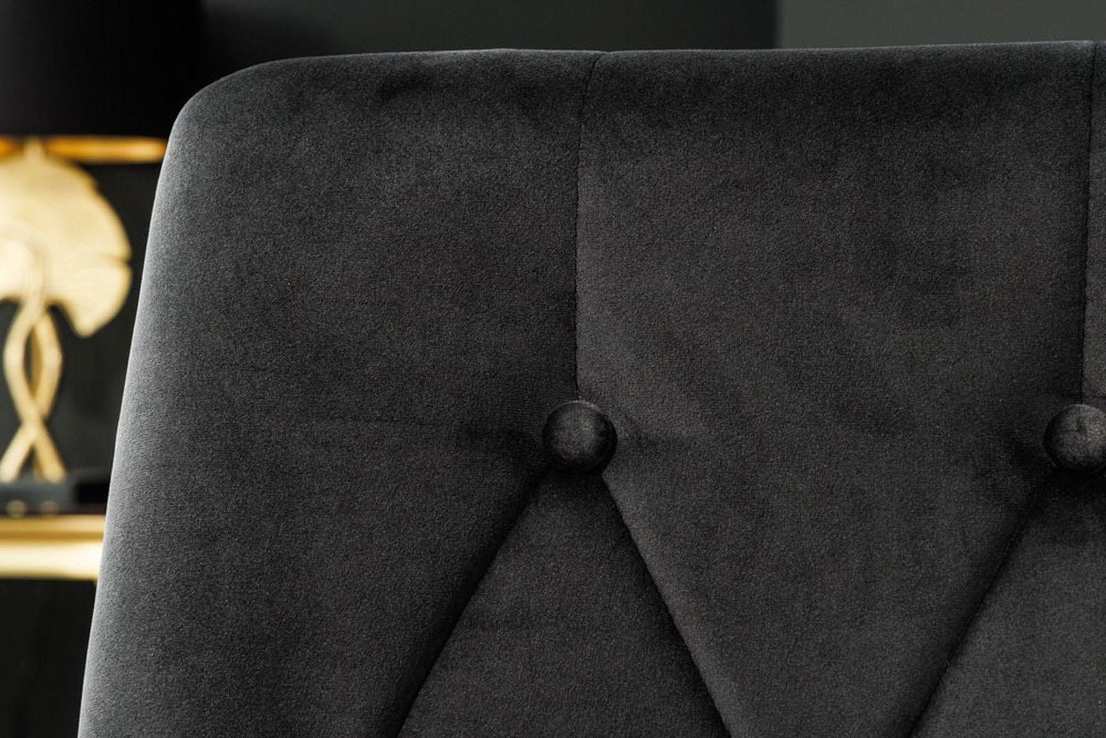 KRZESŁO TAPICEROWANE MODERN BAROCK CZARNY AKSAMIT ZŁOTE NOGI / 42317 / INVICTA INTERIOR