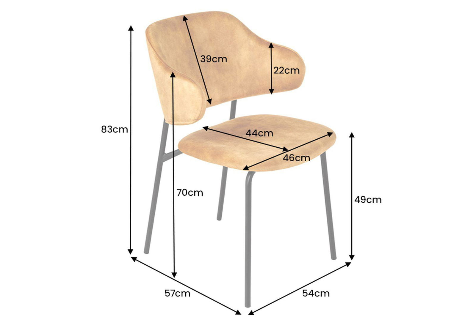 KRZESŁO TAPICEROWANE MUSZTARDOWY AKSAMIT / 43153 / INVICTA INTERIOR