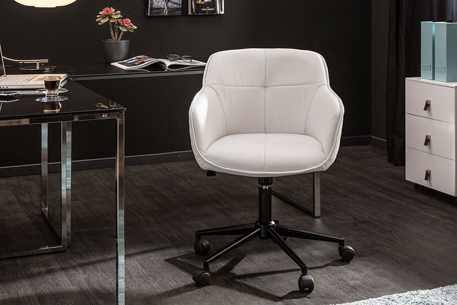 KRZESłO BIUROWE EUPHORIA BIAŁA SYNTETYCZNA SKÓRA / 40868 / INVICTA INTERIOR
