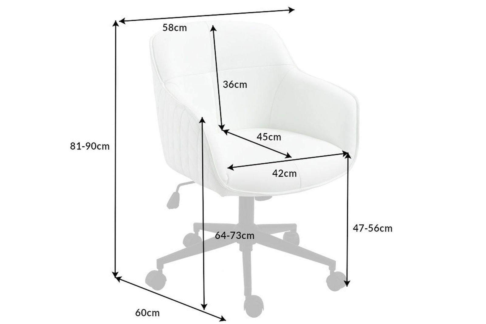 KRZESłO BIUROWE EUPHORIA BIAŁA SYNTETYCZNA SKÓRA / 40868 / INVICTA INTERIOR