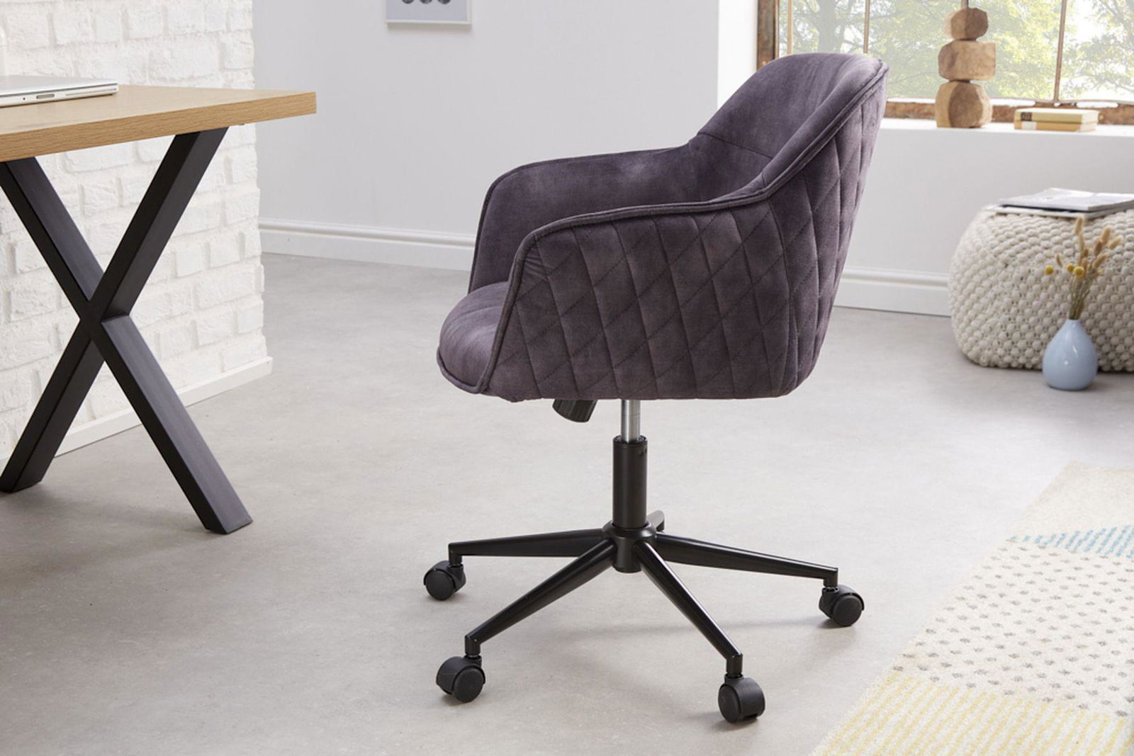 KRZESłO BIUROWE EUPHORIA CIEMNOSZARY AKSAMIT / 40865 / INVICTA INTERIOR