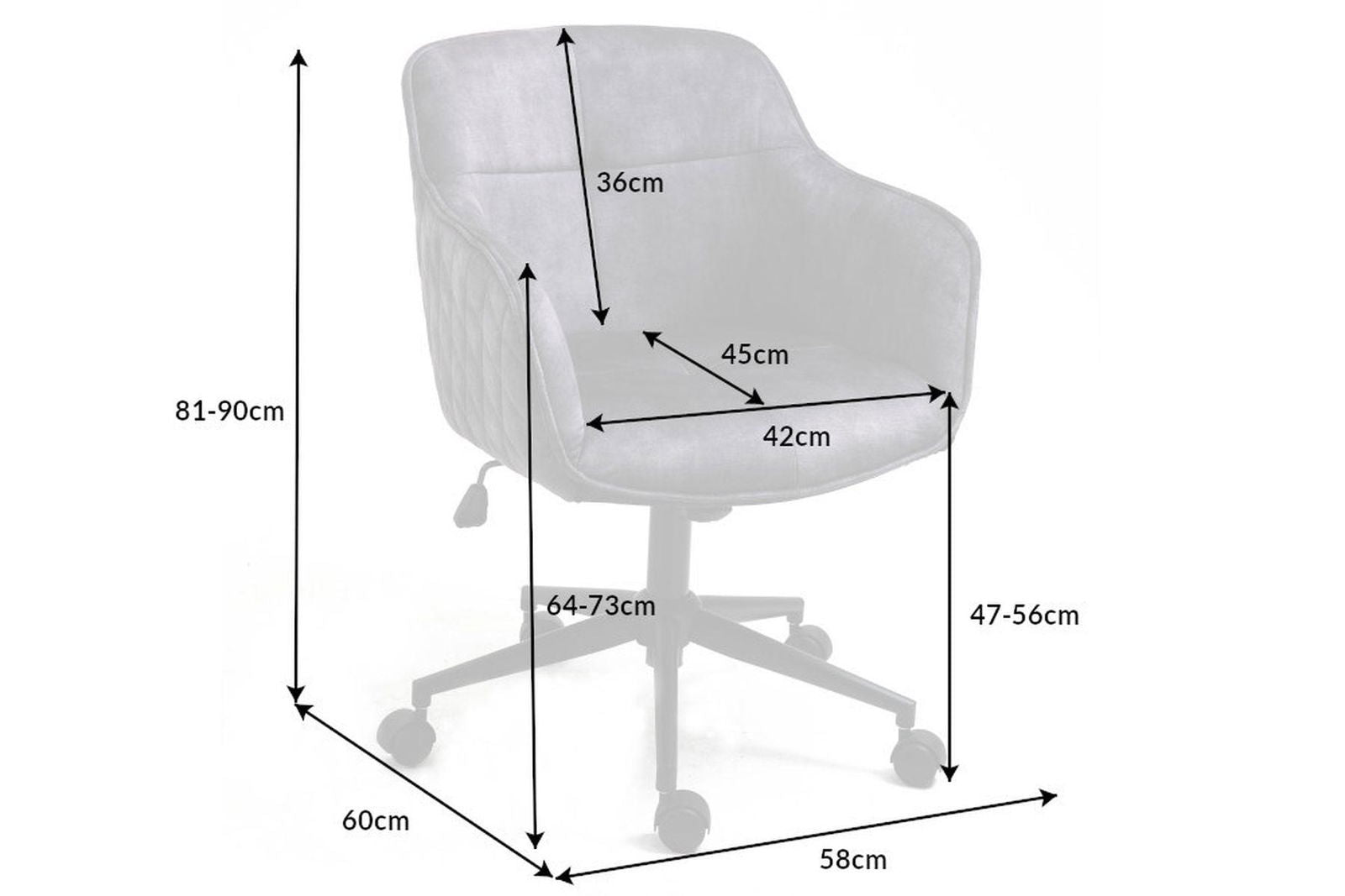 KRZESłO BIUROWE EUPHORIA CIEMNOSZARY AKSAMIT / 40865 / INVICTA INTERIOR
