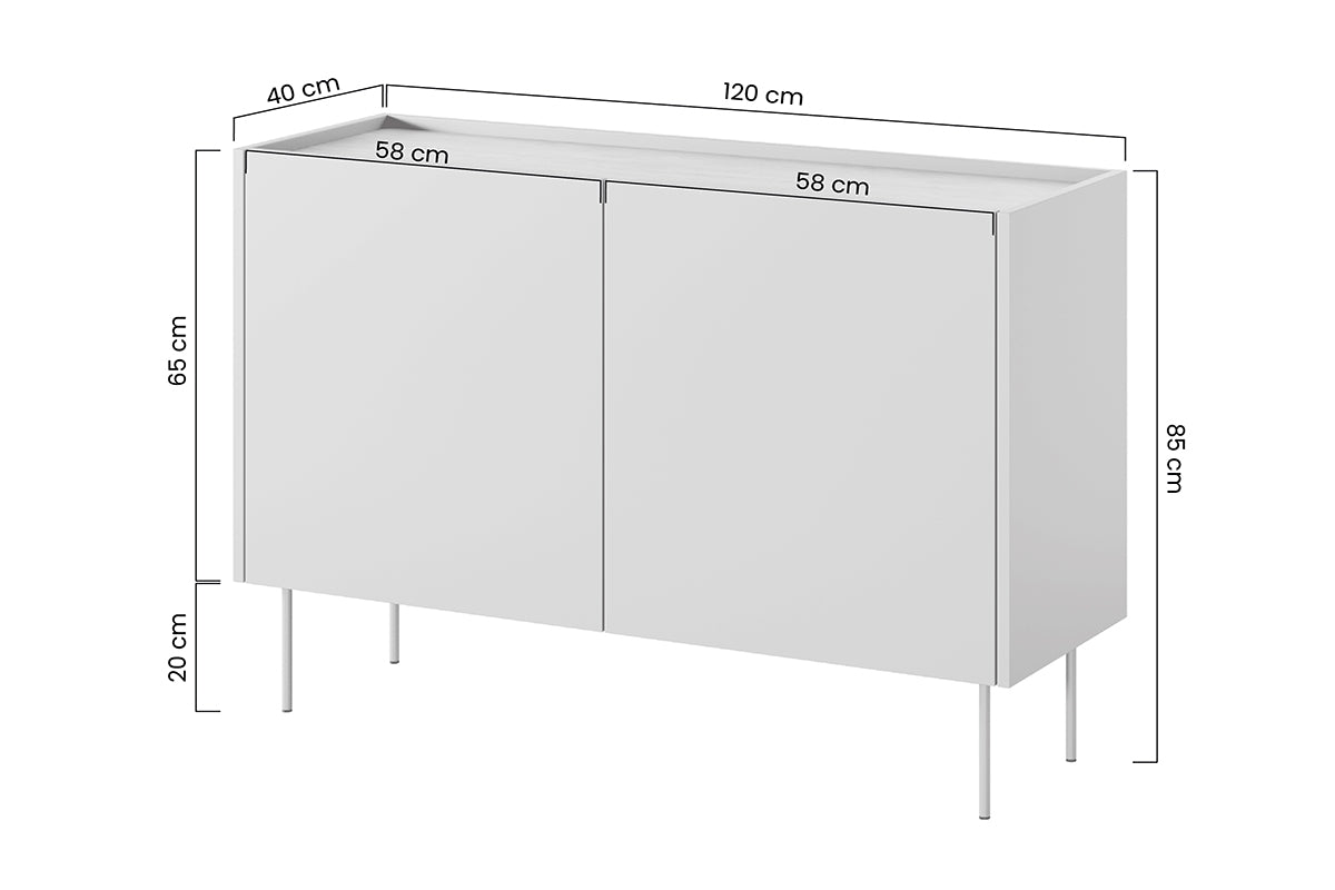 Komoda Desin z metalowymi nogami 120 cm - czerwona / ceramic red / dąb nagano