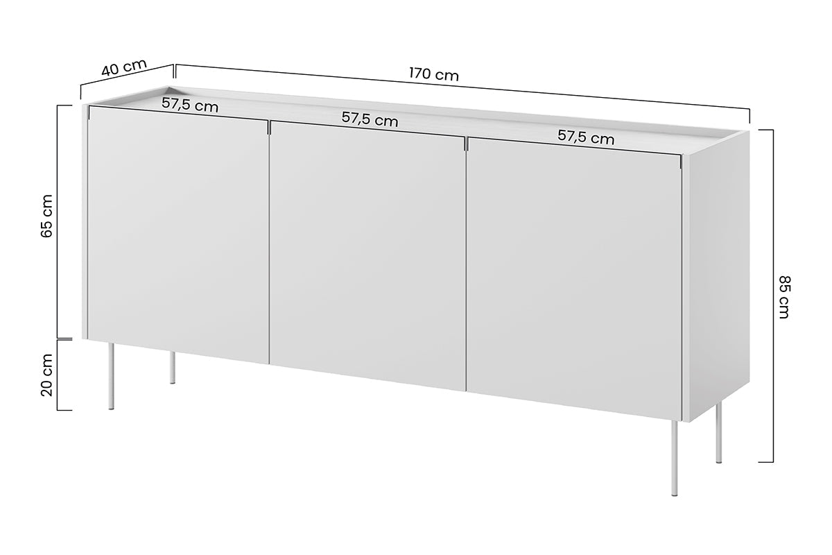 Komoda Desin z metalowymi nogami 170 cm - kaszmir / dąb nagano