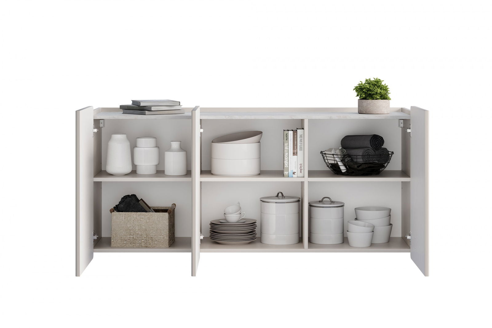 Komoda Malmi 150 cm wisząca - kaszmir / crema bianca / czarny