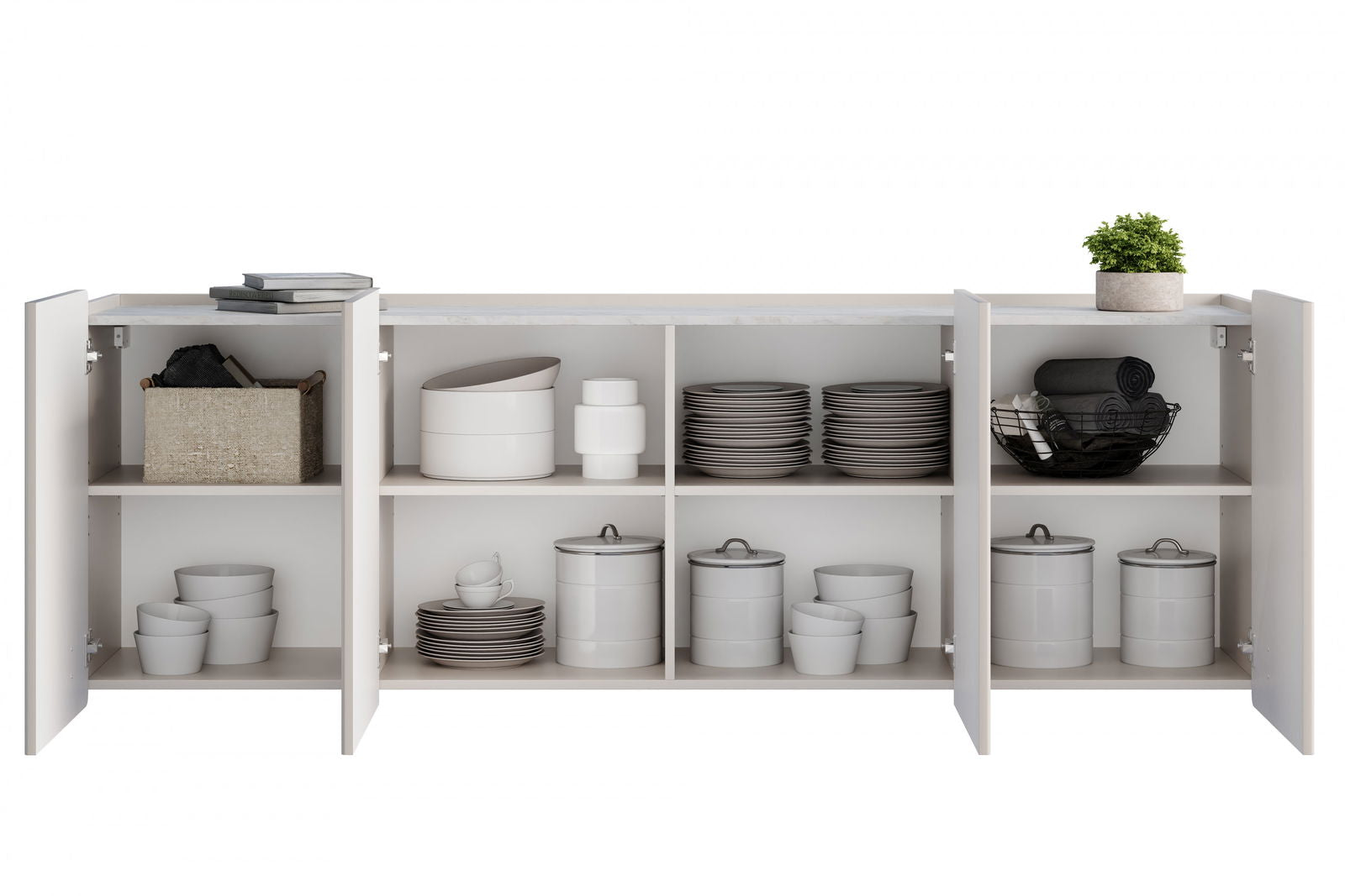 Komoda Malmi 200 cm wisząca - kaszmir / crema bianca / złoty