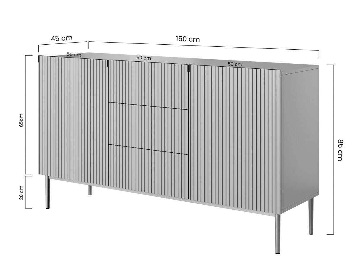 Komoda Nicole 150 cm z szufladami i metalowymi nogami - antyczny róż / czarne nóżki