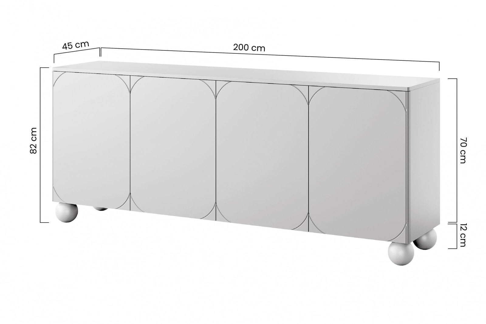 Komoda Sonatia II 200 cm czterodrzwiowa z dwoma ukrytymi szufladami - kaszmir