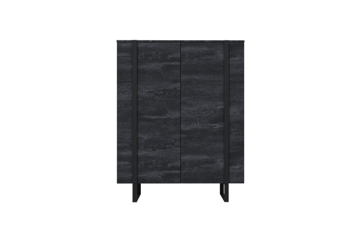 Komoda Verica z metalowymi nogami 120 cm - czarny beton / czarne nóżki