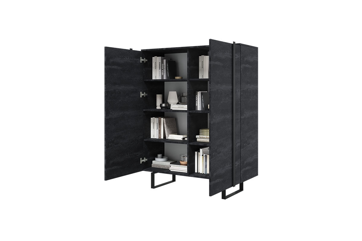 Komoda Verica z metalowymi nogami 120 cm - czarny beton / czarne nóżki