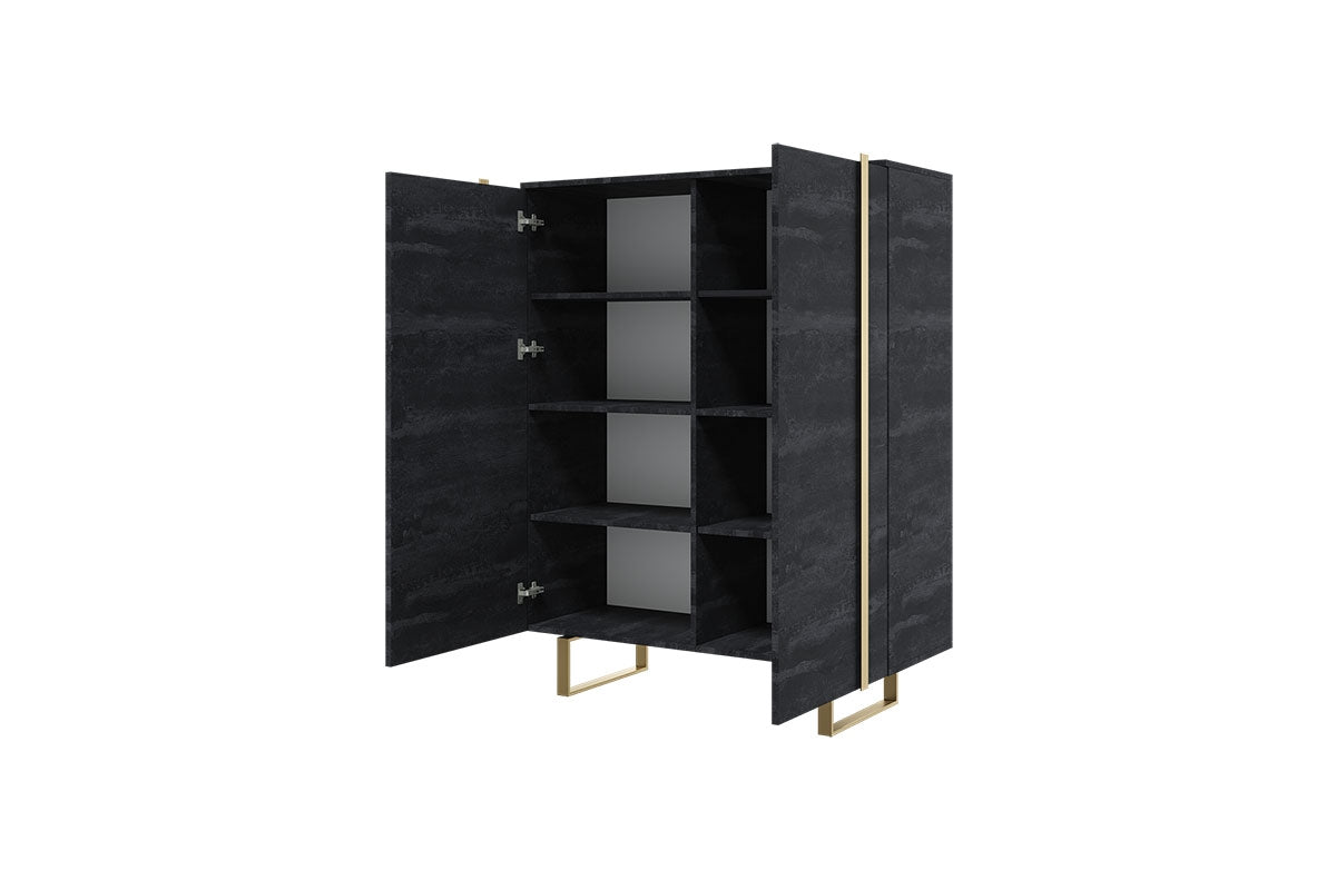 Komoda Verica z metalowymi nogami 120 cm - czarny beton / złote nóżki