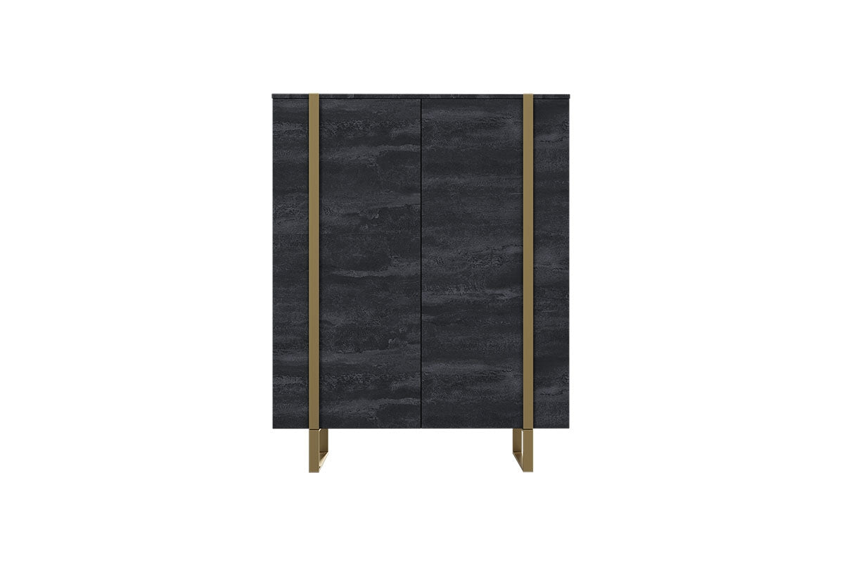 Komoda Verica z metalowymi nogami 120 cm - czarny beton / złote nóżki