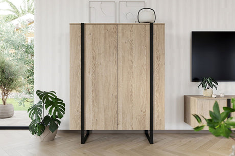 Komoda Verica z metalowymi nogami 120 cm - dąb biszkoptowy / czarne nóżki