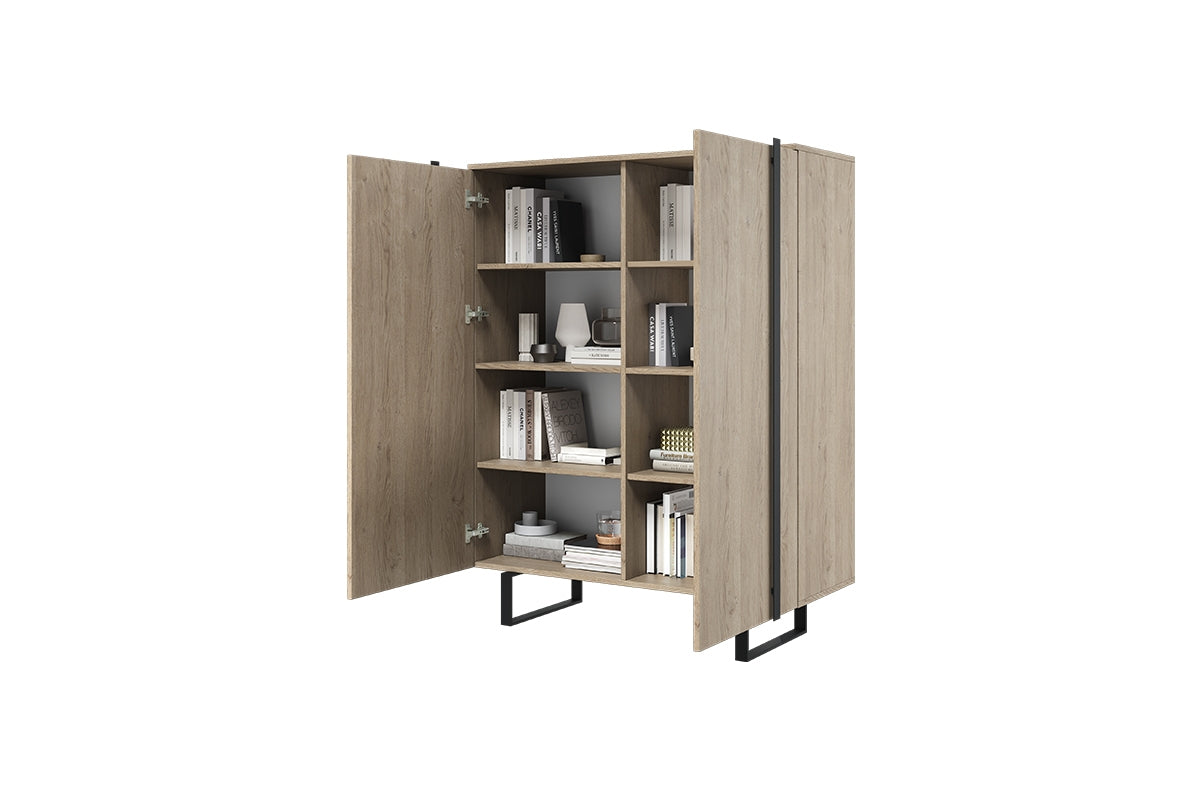 Komoda Verica z metalowymi nogami 120 cm - dąb biszkoptowy / czarne nóżki