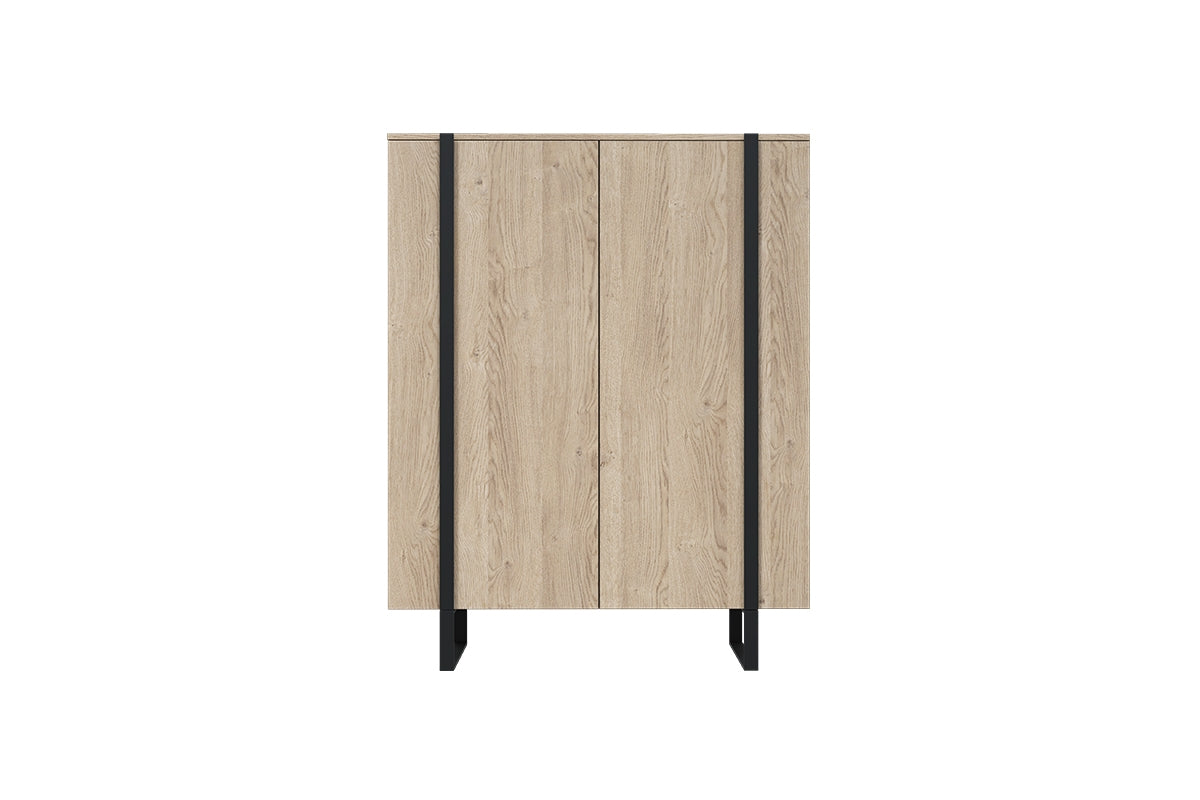 Komoda Verica z metalowymi nogami 120 cm - dąb biszkoptowy / czarne nóżki