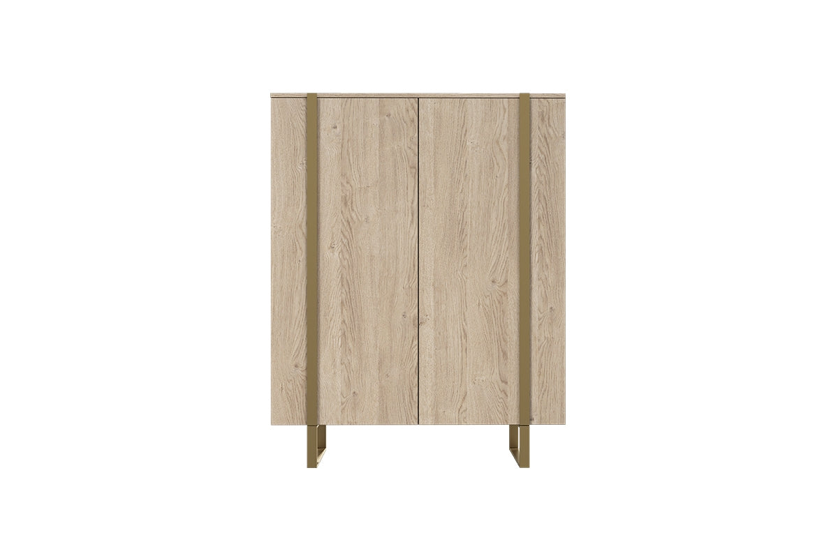 Komoda Verica z metalowymi nogami 120 cm - dąb biszkoptowy / złote nóżki